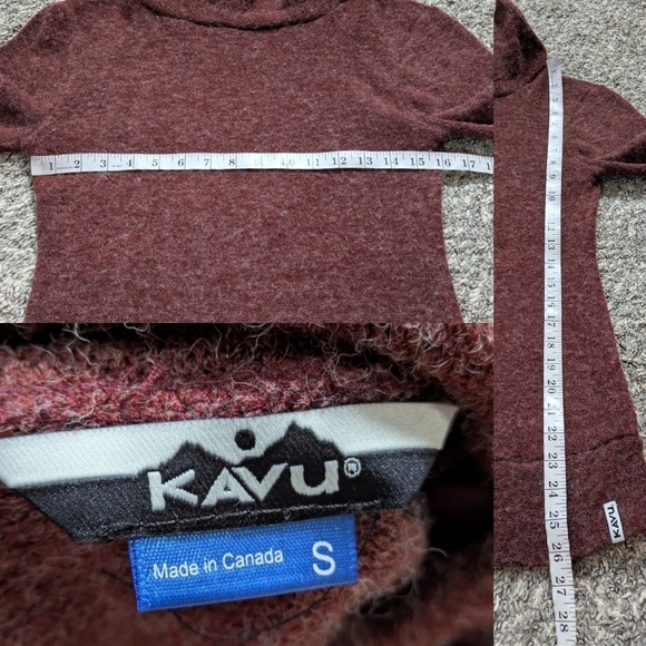 Kavu maroon fuzzy crossover mock neck long sleeve sweater S - Picture 7 of 9